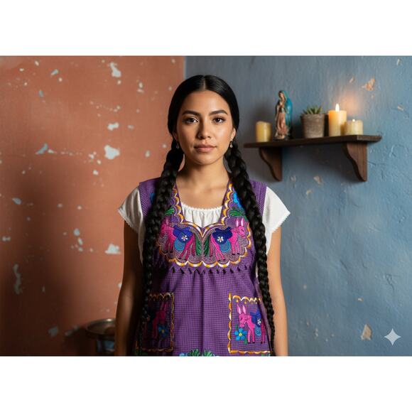 Mexican Folkloric apron embroidered  one of a kind mexico todo corazon - Picture 7 of 9